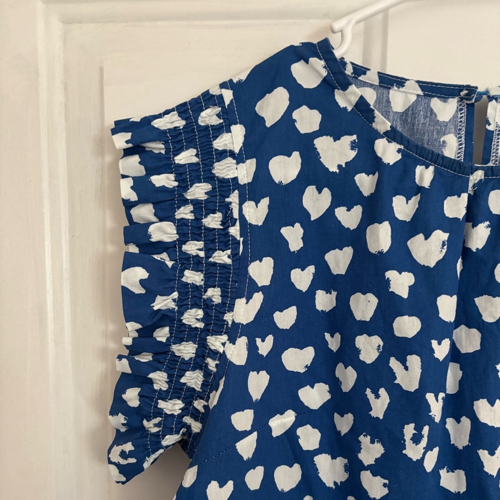 THML Blue Heart Print Flutter Sleeve Top - Picture 3 of 10